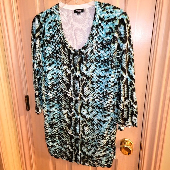 Premise Sweaters - Womens sz 1X Premise teal black cardigan sweater